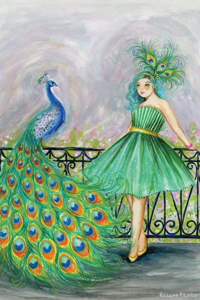 Candice & Her Peacock by Bella Pilar framed wall art