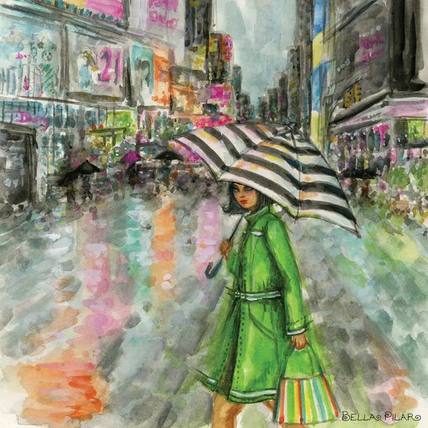 Bella Pilar: Arielle In Times Square On A Rainy Day by Bella Pilar
