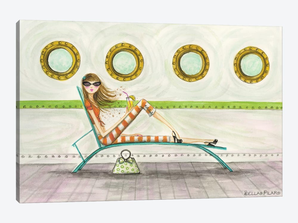 Ahoy Delia On Deck by Bella Pilar 1-piece Canvas Art Print