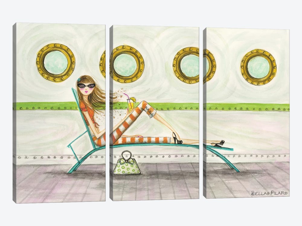 Ahoy Delia On Deck by Bella Pilar 3-piece Canvas Art Print