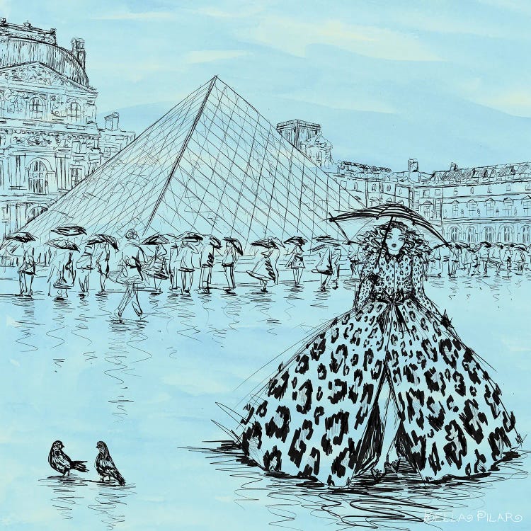 Aline At The Louvre In Bleu by Bella Pilar wall art