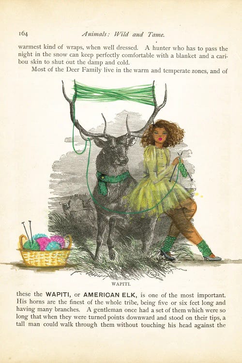 Elle Knitting With Elk by Bella Pilar wall art