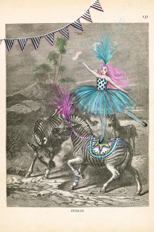 Zoe And The Circus Zebra by Bella Pilar wall art