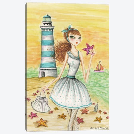 Ahoy Lola by the Lighthouse Canvas Print #BPR4} by Bella Pilar Canvas Artwork