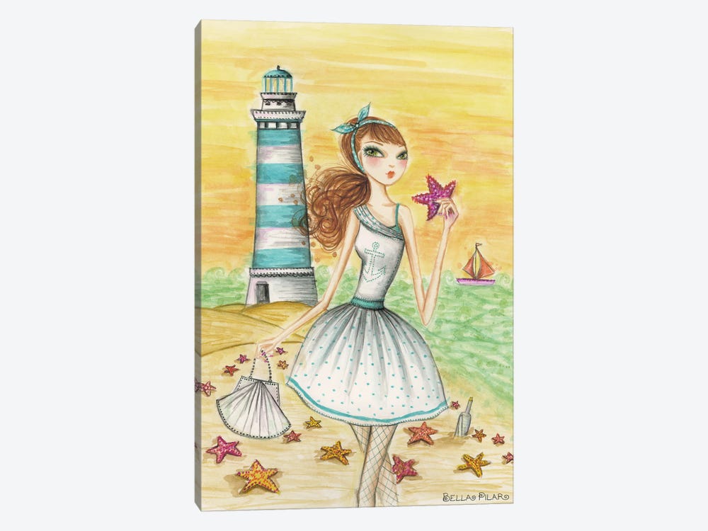 Ahoy Lola by the Lighthouse by Bella Pilar 1-piece Canvas Art