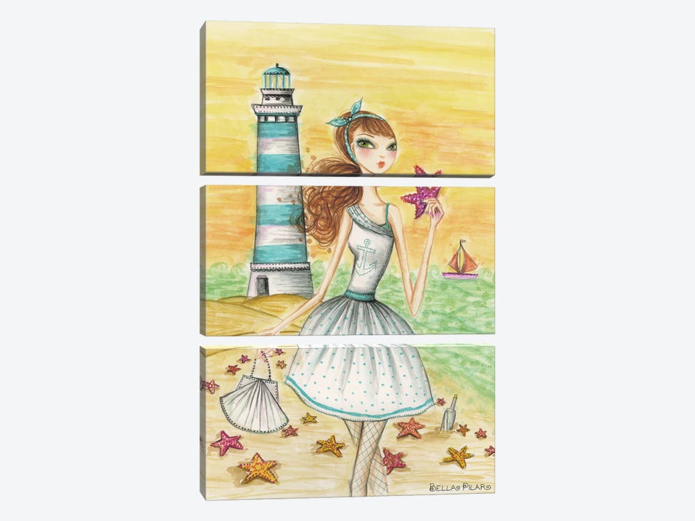 Ahoy Lola by the Lighthouse by Bella Pilar 3-piece Canvas Art