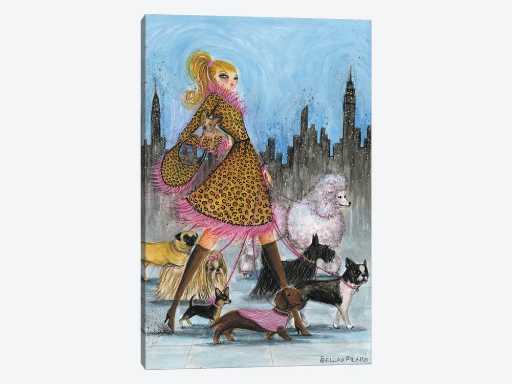 Dogwalker by Bella Pilar 1-piece Canvas Print
