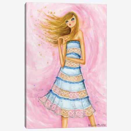 Blue Lace Dress Canvas Print #BPR76} by Bella Pilar Canvas Art