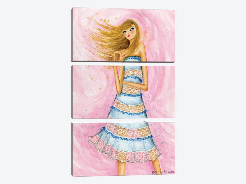 Blue Lace Dress by Bella Pilar 3-piece Canvas Art Print