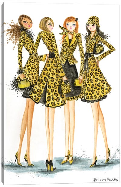 Ladies In Leopard Canvas Art Print - Bag & Purse Art