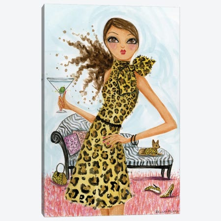 Leopard Cocktail Canvas Print #BPR91} by Bella Pilar Canvas Print