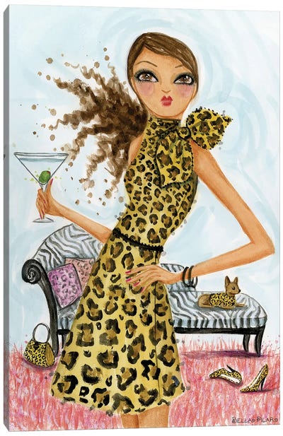 Leopard Cocktail Canvas Art Print - Animal Patterns
