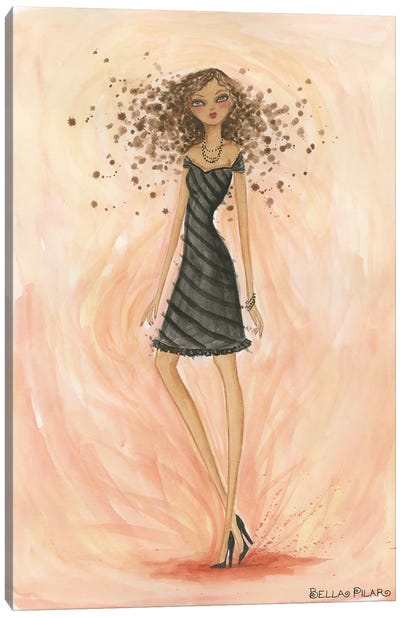 Little Black Dress Hope Canvas Art Print - Pantone Living Coral 2019
