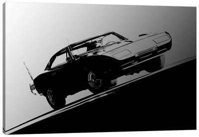 1969 Dodge Daytona, Black & White Canvas Art Print - Clive Branson