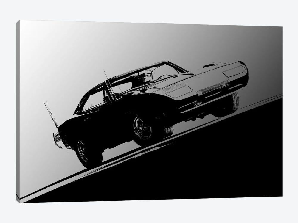 1969 Dodge Daytona, Black & White by Clive Branson 1-piece Canvas Wall Art