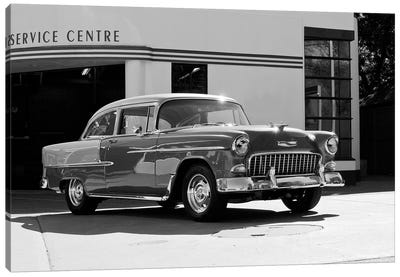 1955 Chevy Bel Air, Black &White Canvas Art Print - Vintage & Retro Photography