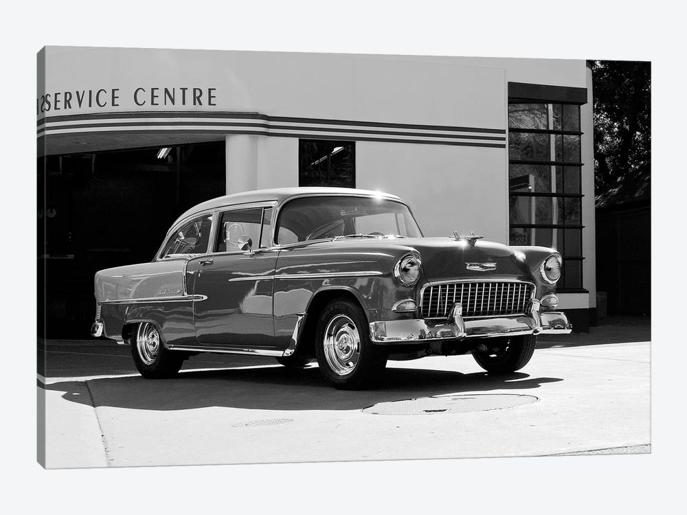 1955 Chevy Bel Air, Black &White by Clive Branson 1-piece Canvas Art