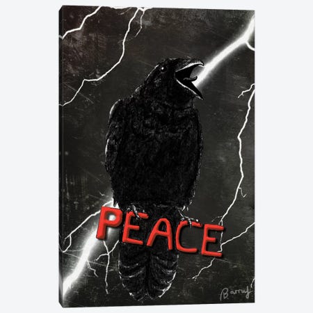 Crow For Peace Canvas Print #BRF12} by Barruf Canvas Artwork