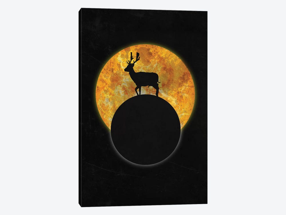 Deer On The Moon by Barruf 1-piece Art Print