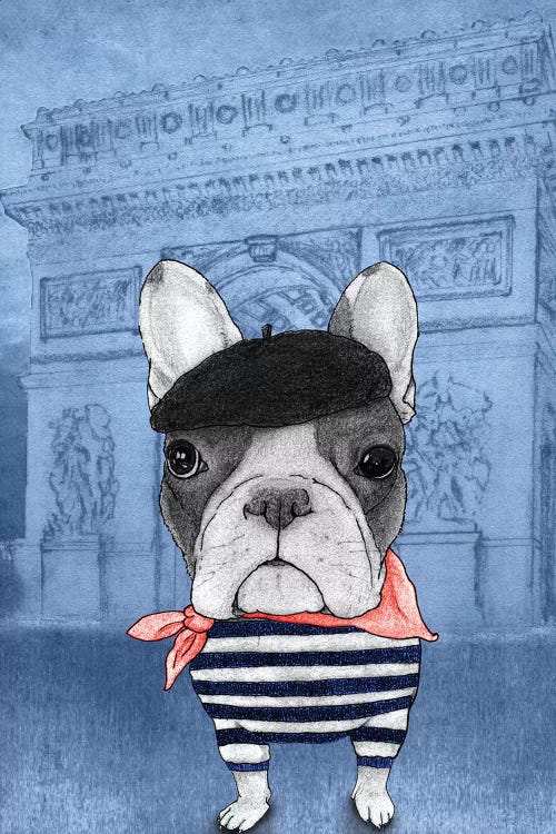 French Bulldog With The Arc de Triomphe by Barruf wall art