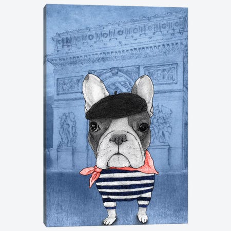 French Bulldog With The Arc de Triomphe Canvas Print #BRF16} by Barruf Canvas Print