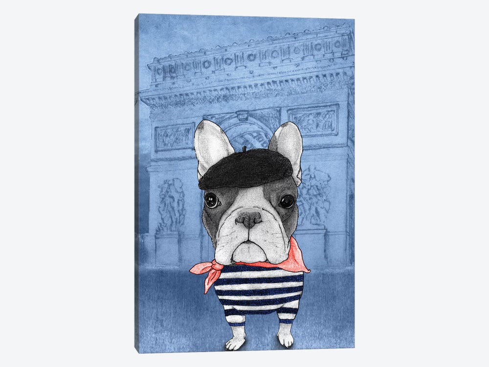 French Bulldog With The Arc de Triomphe by Barruf 1-piece Canvas Print