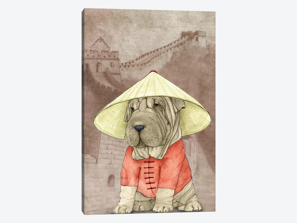 Shar Pei With The Great Wall by Barruf 1-piece Canvas Wall Art