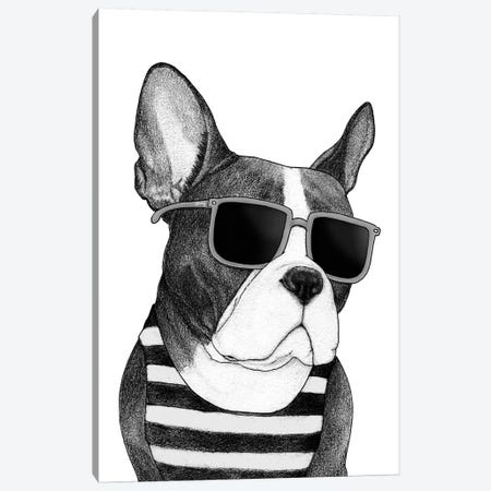 Frenchie - Summer Style In B&W Canvas Print #BRF20} by Barruf Canvas Art Print