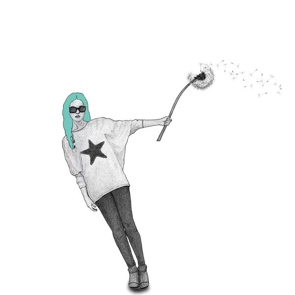 Women's Pants: Girl With Dandelion by Barruf