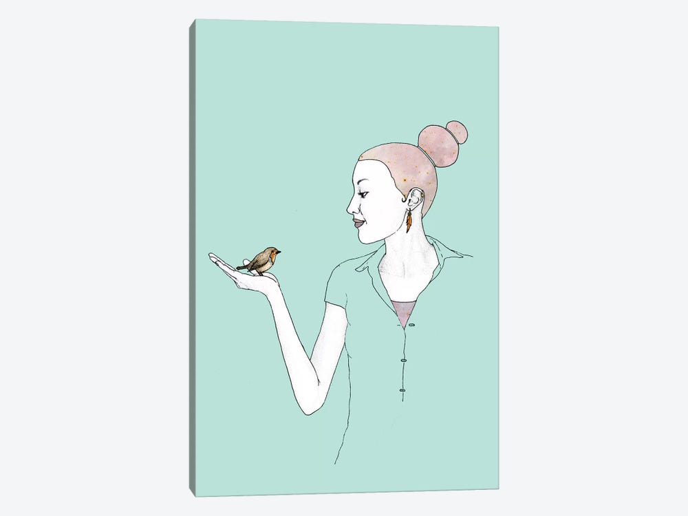 Girl With Robin 1-piece Art Print