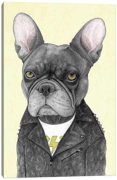 Hard Rock French Bulldog Canvas Art Print - Barruf