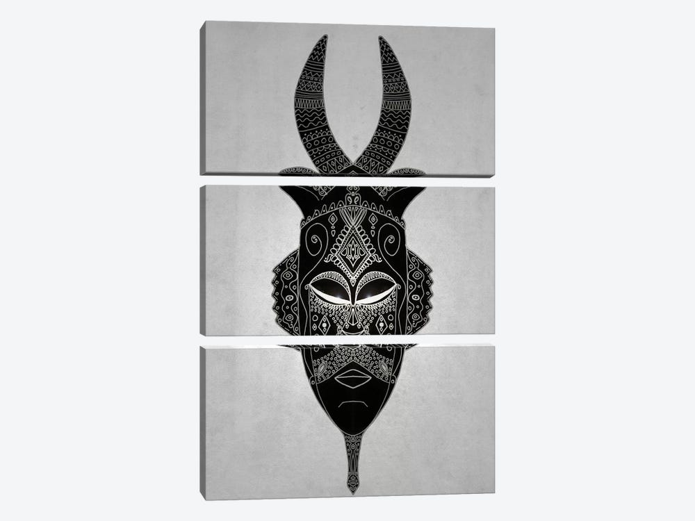 Horned Tribal Mask I by Barruf 3-piece Canvas Print