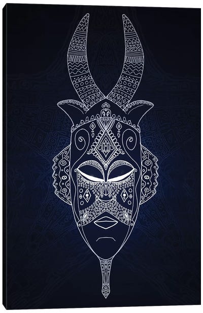 Horned Tribal Mask II Canvas Art Print - Barruf