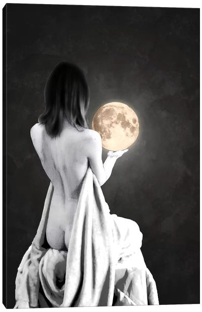 Moon Contemplation Canvas Art Print - Barruf