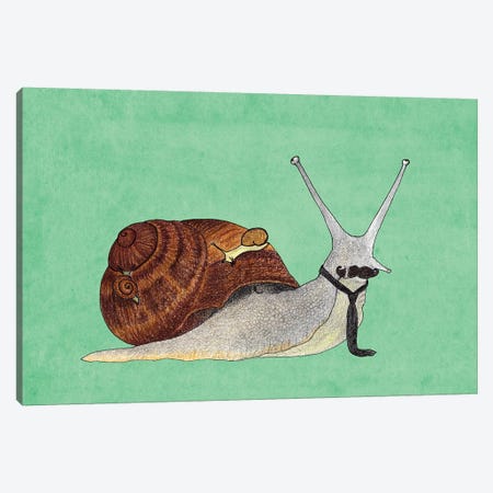 Mr. Snail Canvas Print #BRF44} by Barruf Canvas Wall Art
