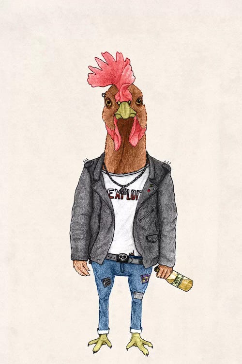 Punk Rooster by Barruf wall art