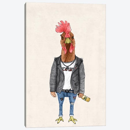 Punk Rooster Canvas Print #BRF52} by Barruf Canvas Wall Art