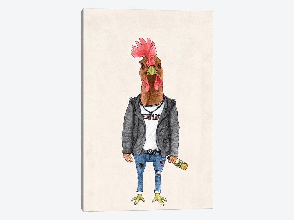 Punk Rooster by Barruf 1-piece Canvas Print