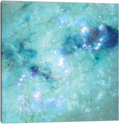 Blue Abstract Galaxy Canvas Art Print - Nebula Art