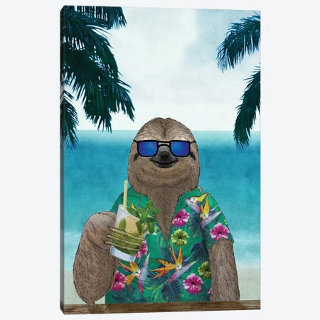 Summer Sloth Canvas Print #BRF60} by Barruf Canvas Print