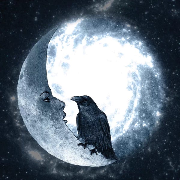 Kids Astronomy & Space Art: The Crow And Its Moon by Barruf