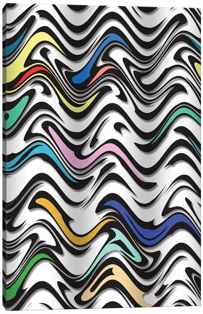 Trippy Wave In  An Urban Abstract Canvas Art Print - The 80's