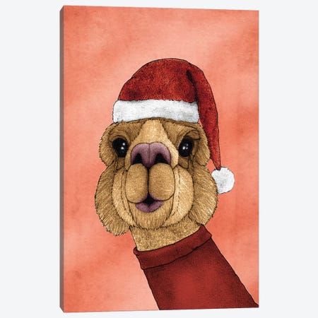 Christmas Alpaca Canvas Print #BRF7} by Barruf Canvas Art Print