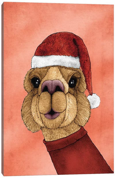 Christmas Alpaca Canvas Art Print - Warm & Whimsical