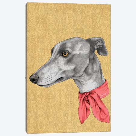 Greyhound With Scarf Canvas Print #BRF81} by Barruf Canvas Art Print