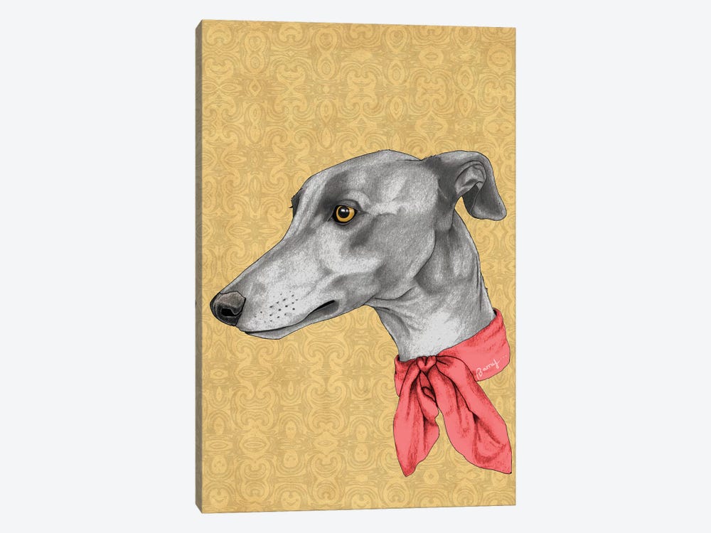 Greyhound With Scarf by Barruf 1-piece Canvas Art Print