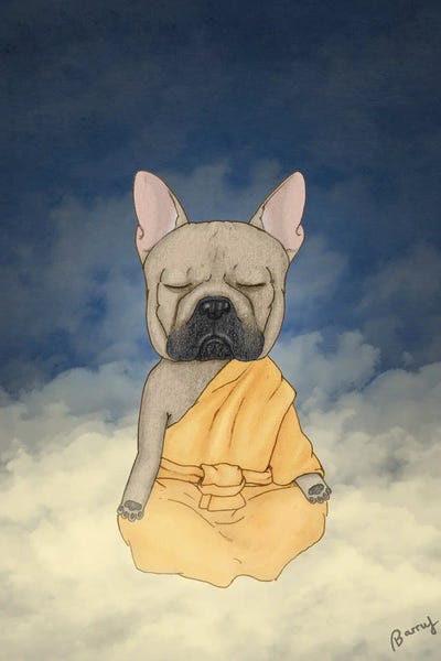 Frenchie Meditation by Barruf metal wall art
