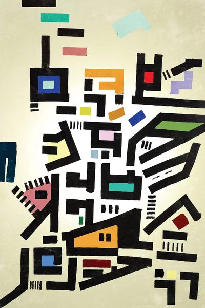 Large Modern Art - Canvas Prints: Colorful Urban Disorganization by Barruf