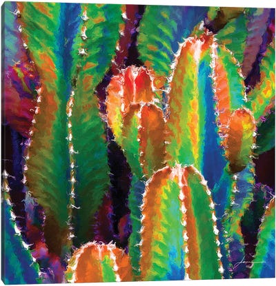 Neon Desert II Canvas Art Print - Succulent Art