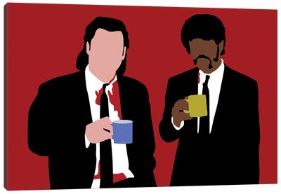 Jules And Vincent Vega Pulp Fiction II Canvas Art Print - Crime & Gangster Movie Art